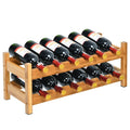 2-Tier Bamboo Wine Rack for 12 Bottles - Natural Wood Storage