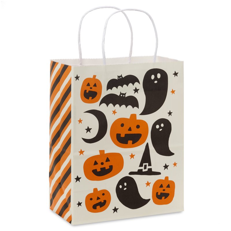 Halloween Gift Bag with Pumpkins Ghosts and Bats - Medium Size
