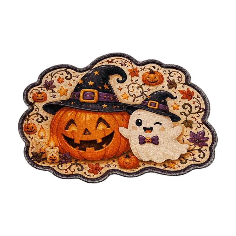 Halloween Ghost and Pumpkin Doormat - Fall Entryway Rug with Grip - Variation of THIS listing