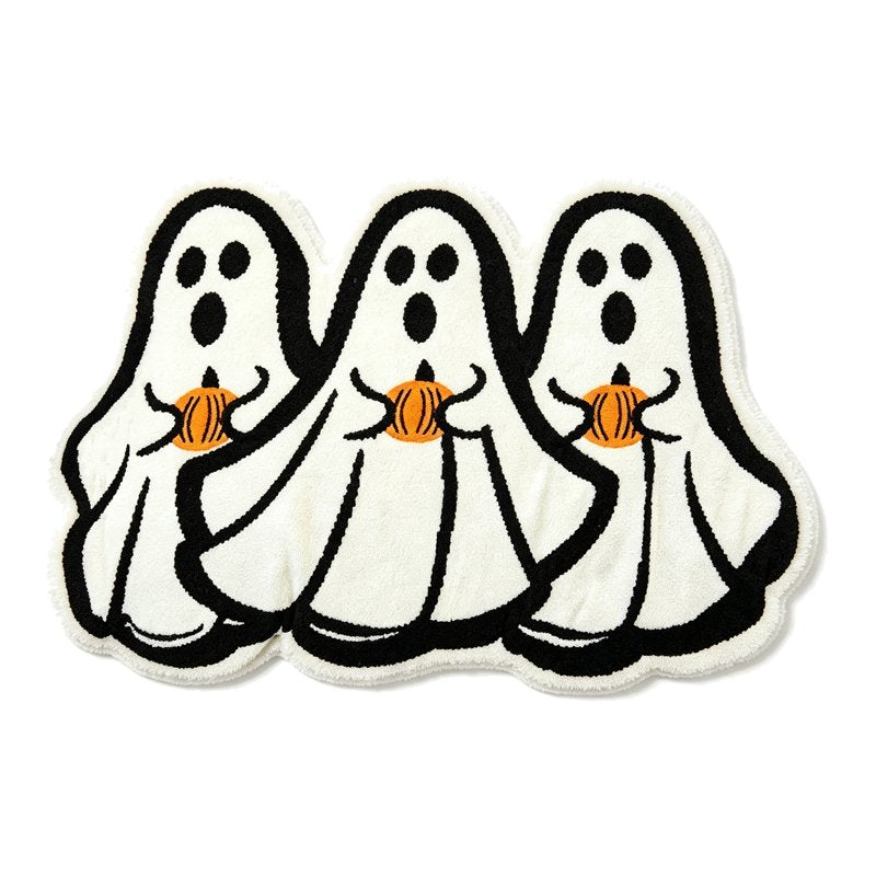 Halloween Ghost Pumpkin Doormat - Ghost Holding Pumpkin Floor Mat with Grip-Enhanced Absorbent Surface - Variation of THIS listing 34_Printed Ghost Doormat_AH