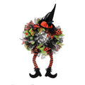 Halloween Witch Legs Wreath - Spooky Front Door Holiday Decor