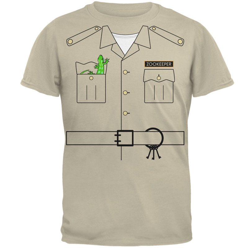Halloween Zookeeper Costume T-Shirt Men Sand 2XL - Animal World Design