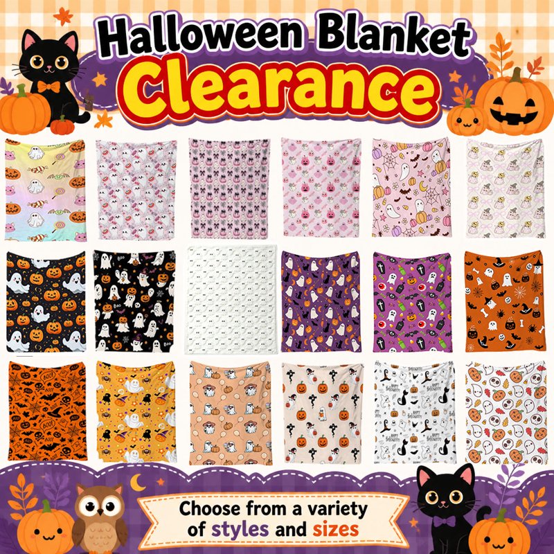 Pink Halloween Flannel Throw Blanket 150x200cm Cozy Decorative Sofa Couch Bed