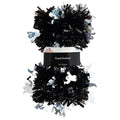 Halloween Ghost Tinsel Garland 12ft - Silver & Black Decor with Ghost Cut-Outs