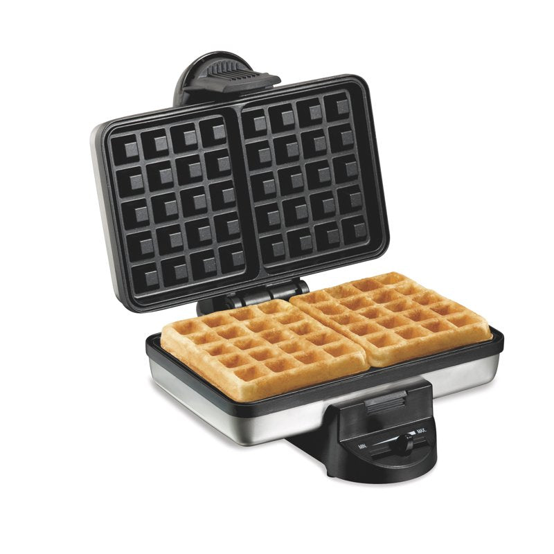 Belgian Waffle Maker with Nonstick Plates - Compact Stainless Steel