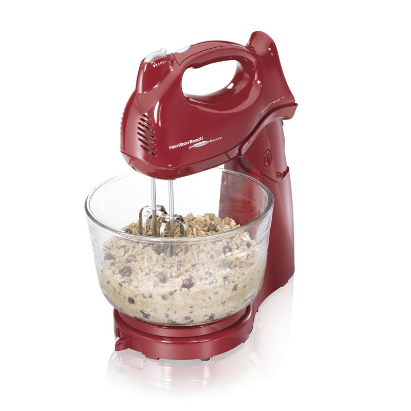 Stand and Hand Mixer Combo - 4 Quart, 6 Speeds, Red
