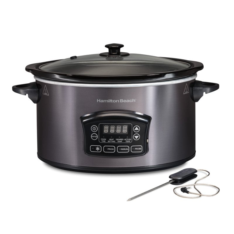 6 Qt Programmable Slow Cooker with Defrost Function & Temperature Probe