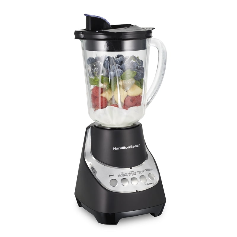 Wave Action Smoothie Blender - 48 oz Glass Jar, 800W, Black
