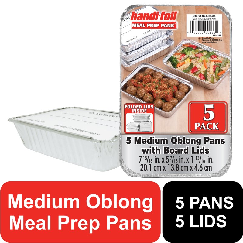 Aluminum Food Container Set with Lids - 5 Piece