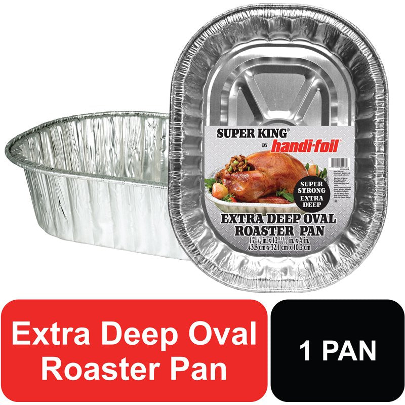 Super King Aluminum Extra Deep Oval Roaster Pan - Single