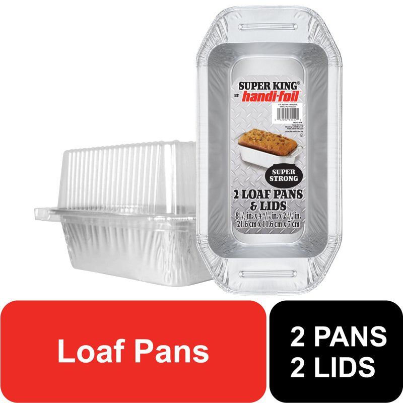 Super King Aluminum Foil Loaf Pan with Lids - 2 Pack