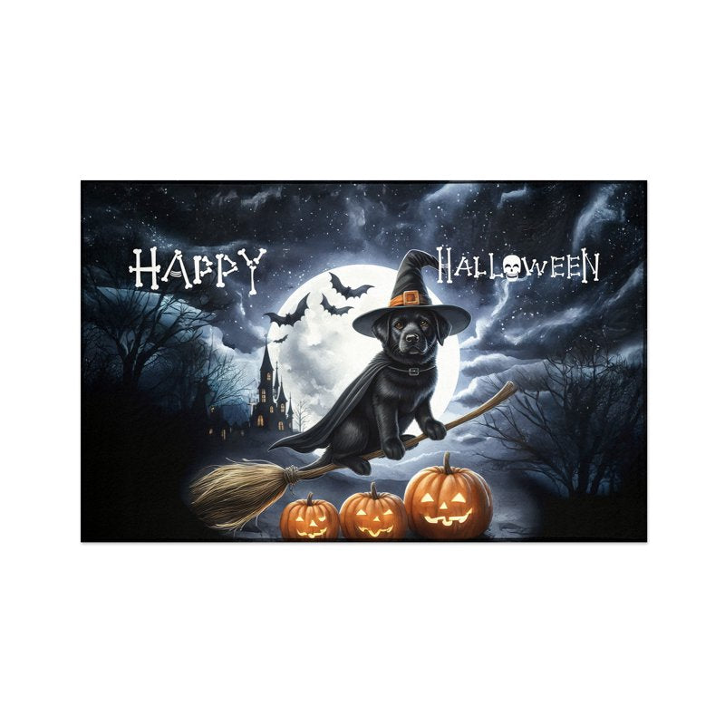 Halloween Labrador Retriever Witch Pumpkin Bats Indoor Rug - 36x60 Inch Pet Lover Decor