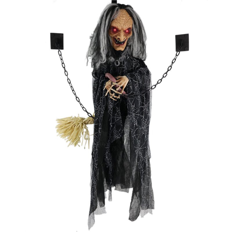 Animatronic Witch Door Greeter with Lights & Sound - Haunted Hill Farm Halloween Decoration - Variation: Witch