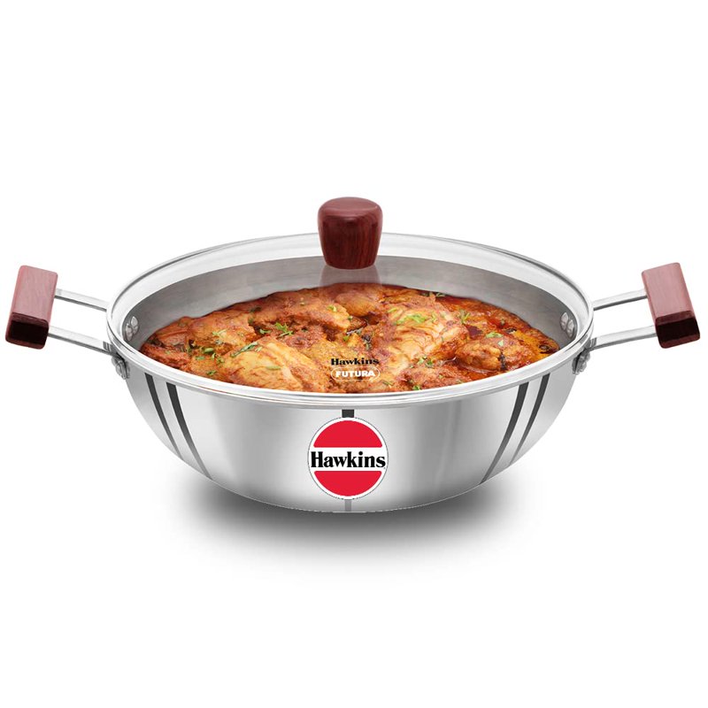 5L Tri-Ply Stainless Steel Deep Fry Pan with Glass Lid
