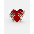 Halloween Heart Skeleton Hands Acrylic Hair Claw - Red & White Accessory