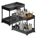 Under Sink Organizer 2-Tier with Hooks & Non-Slip Grip - Black, 2 Pack