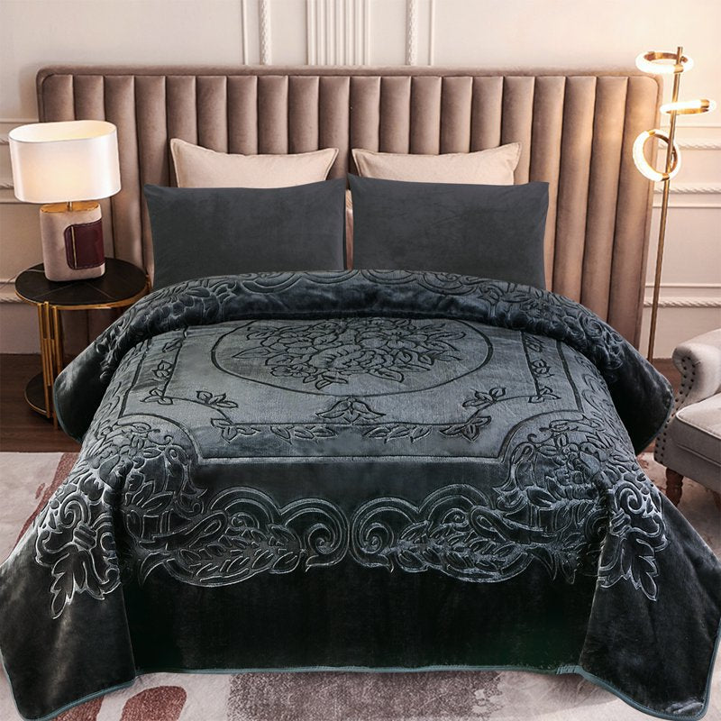 Heavy Thick Fleece Blanket King Size - Dark Gray Solid Variation - 85x95 Inches, 9lbs, Silky Soft Raschel Plush Winter Bed Blanket