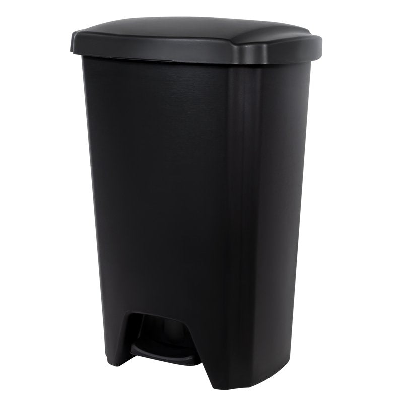 12.1 Gallon Step Trash Can with Foot Pedal Lid - Black