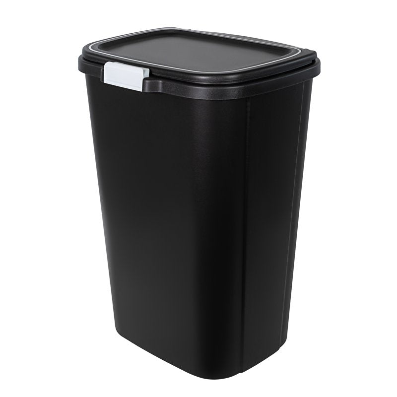 13 Gallon Kitchen Trash Can - Plastic Odor Block Touch Top Bin - Black