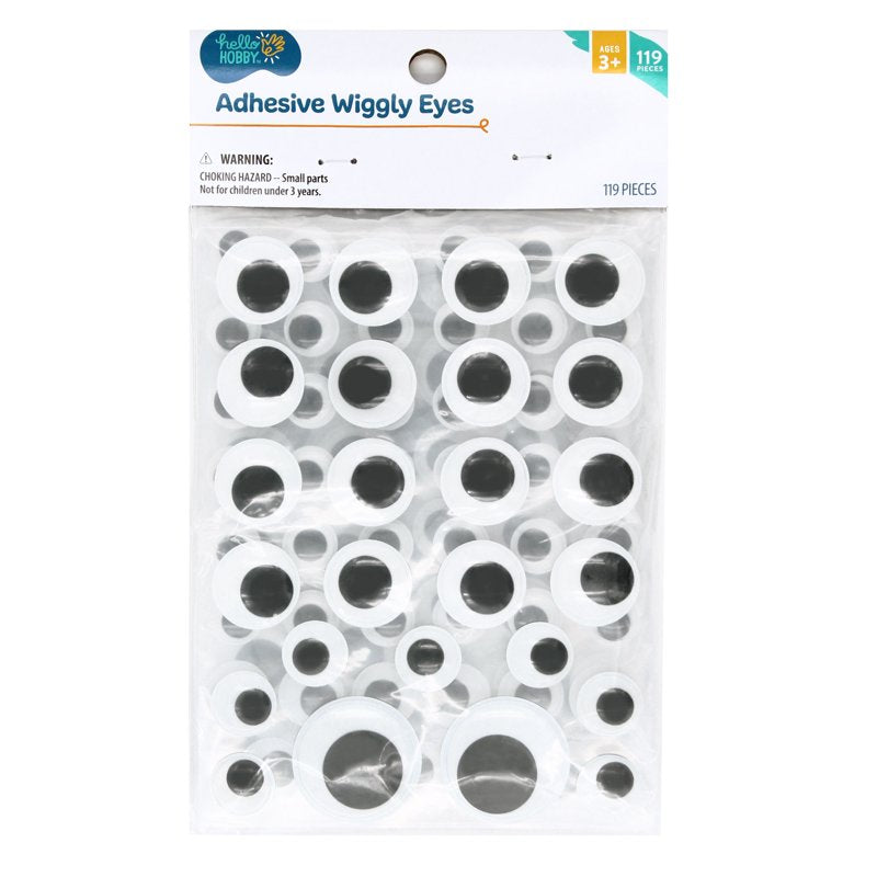 Googly Eyes Stick-On Craft Supplies - Black & White, 119 Count - Multiple Sizes