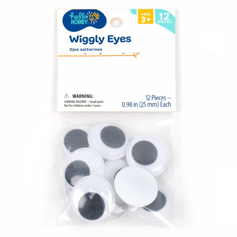 Hello Hobby Large Black and White Plastic Wiggly Eyes - 12 Pack, Variation of THIS listing