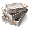 Rustic White Wash Nested Tray Set - 3 Wooden Trays in Multiple Sizes