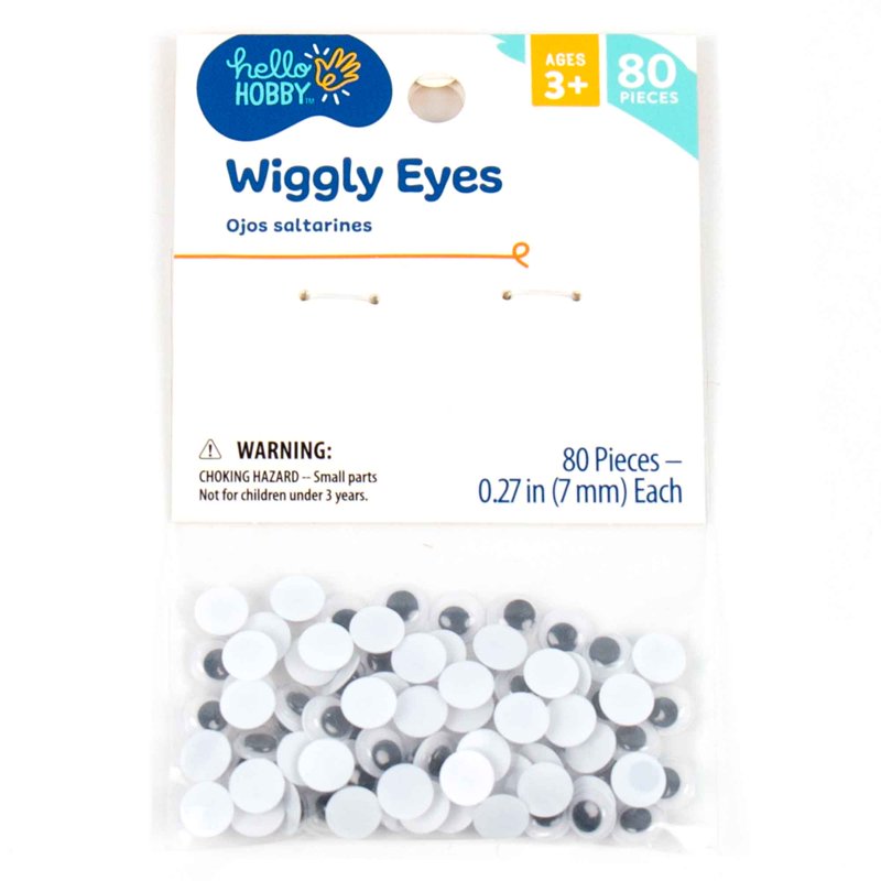 Hello Hobby Small Black and White Plastic Wiggly Eyes 80-Pack - Variation of Single