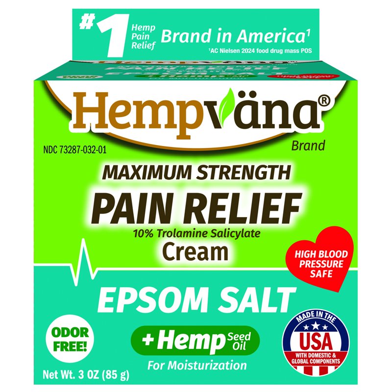 Maximum Strength Epsom Salt Pain Relief Cream with Hemp Seed Oil