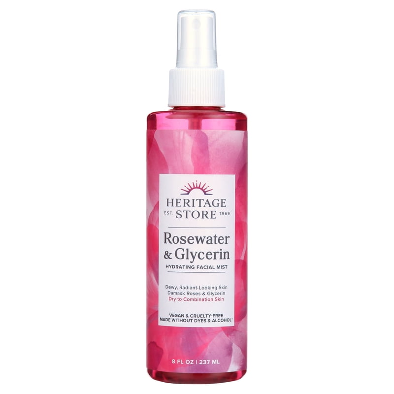 Rosewater & Glycerin Hydrating Facial Mist for Dry Skin, 8oz