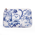 Blue Toile Large Zipper Pouch - Chic Organizer for Travel & Essentials