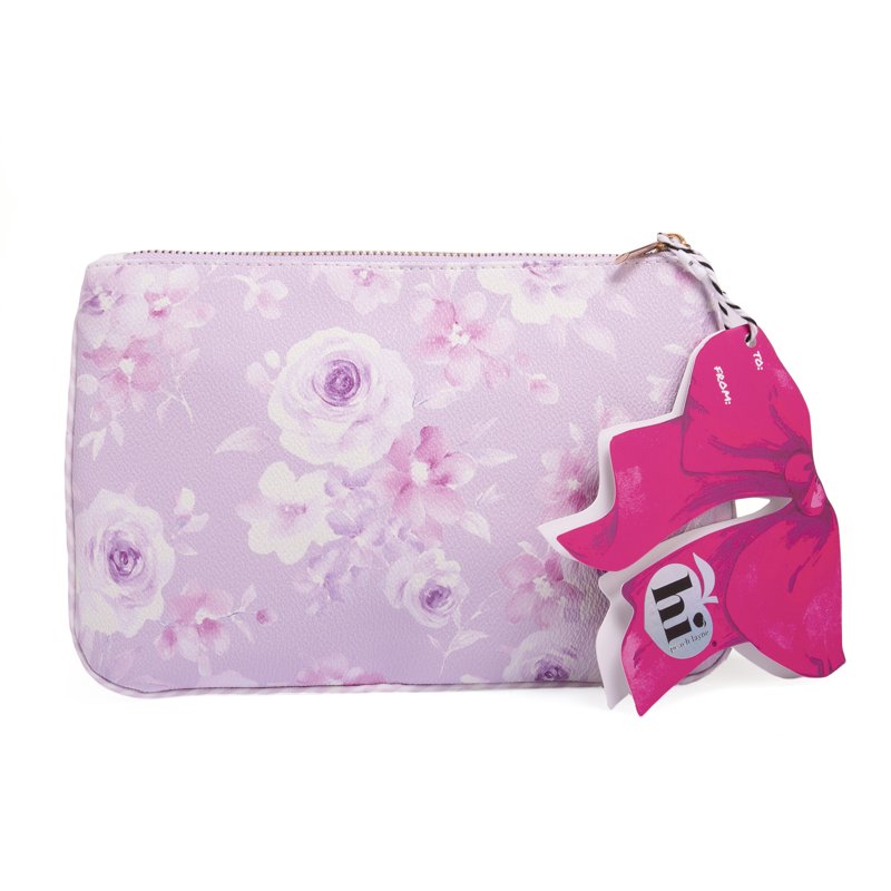 Purple Floral Large Zipper Pouch - Versatile Makeup & Travel Bag