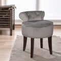Upholstered Vanity Stool with Low Back - Gray Velvet