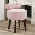Contemporary Velvet Vanity Stool with Low Back - Pink