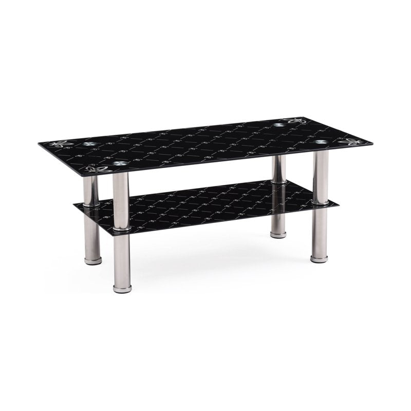 Modern Glass Rectangle Coffee Table - Black Tempered Glass