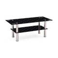 Modern Glass Rectangle Coffee Table - Black Tempered Glass