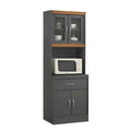 Kitchen Cabinet with Drawer & Microwave Space - Grey-Oak