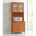 Tall Kitchen Cabinet - Cherry Finish with Open Storage