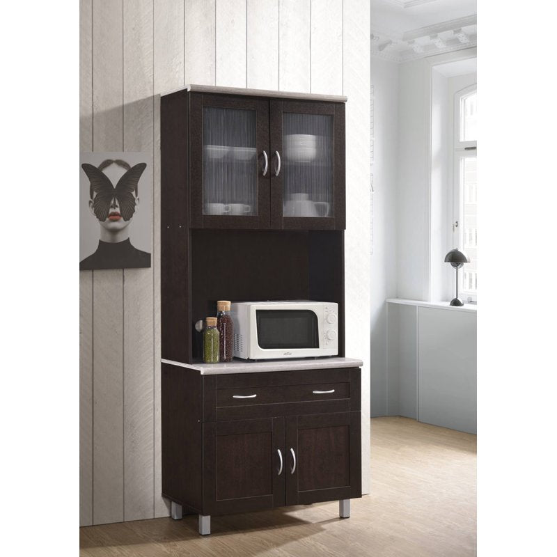 Tall Kitchen Cabinet - Chocolate-Grey Storage Solution