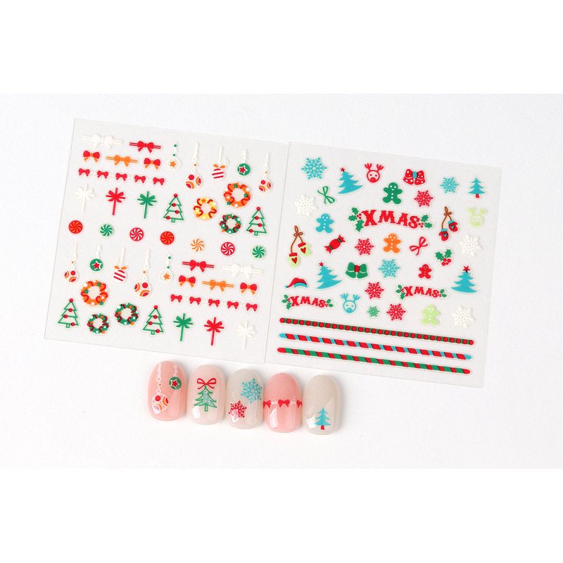 3D Christmas Nail Art Stickers - Festive Santa & Snowflake DIY Decals