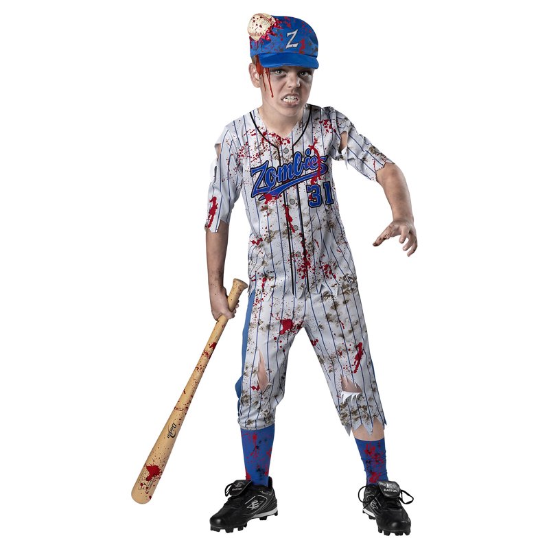 Zombie Baseball Costume for Boys M - Halloween Fancy-Dress with Accessories