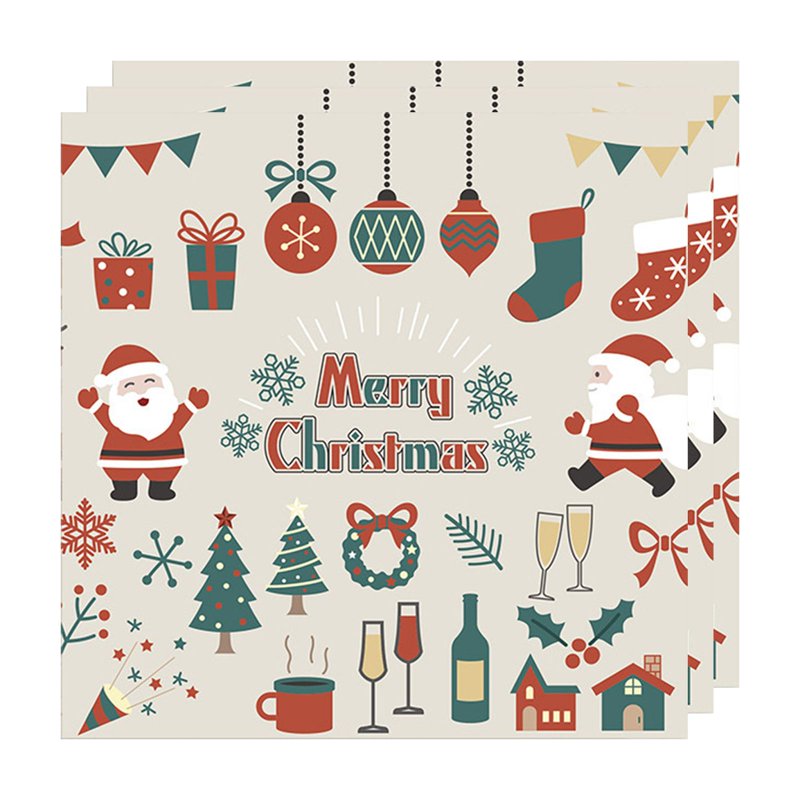 White Christmas Party Napkins - Merry Tree & Ornament Design, 20PCS