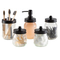 Black Mason Jar Bathroom Accessories Set - 5-Piece Home Decor