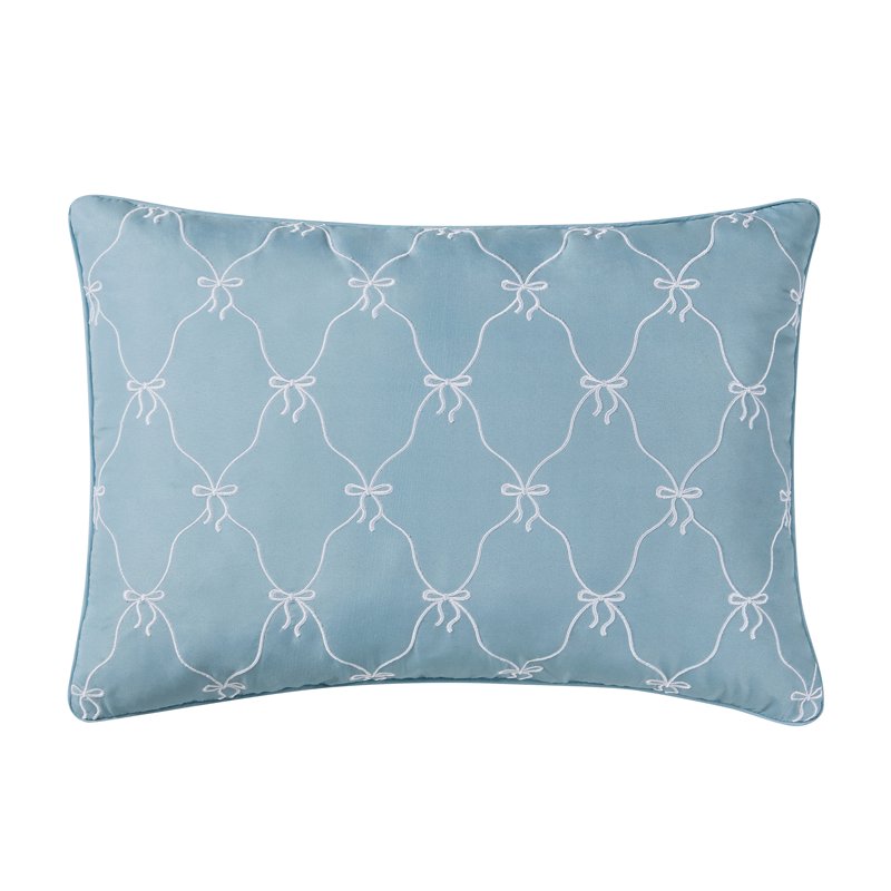 Blue Embroidered Decorative Pillow 14x20 Inches - Home Decor Collection