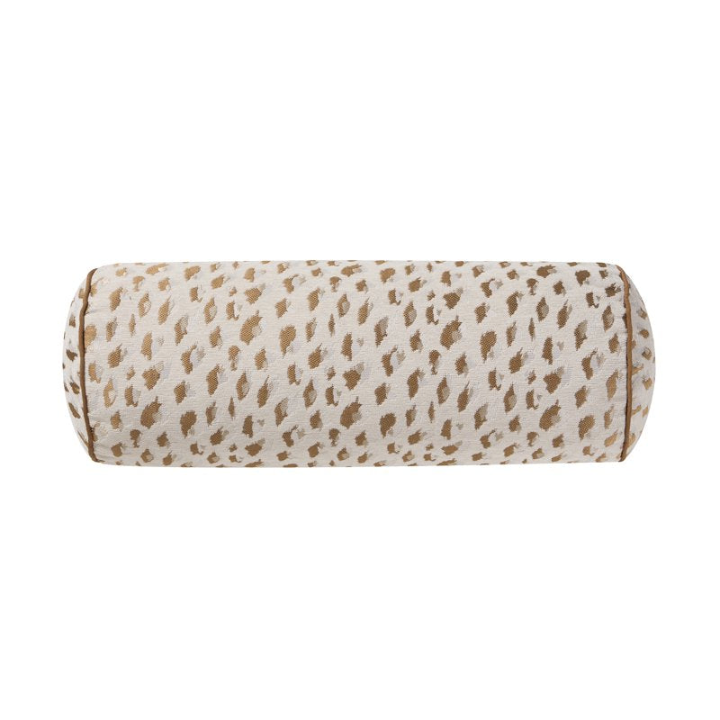 8x20 Inch Tan Woven Leopard Bolster Decorative Pillow - Home Decor Collection
