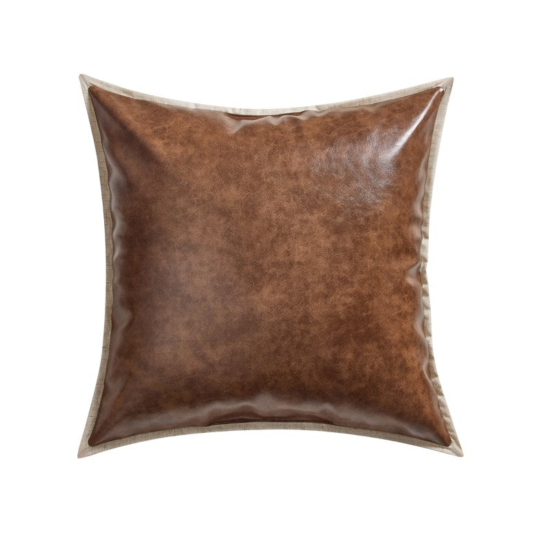 Home Decor Collection 20x20 Brown Faux Leather Decorative Pillow Variation of 20" x 20"