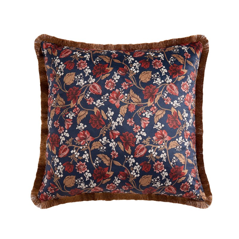 Greystone Floral Velvet Decorative Pillow 20x20 inches - Home Decor Collection