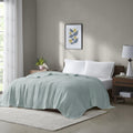 Home Essence Knit Freshspun Basketweave Cotton Blanket - Twin 66x90 Blue