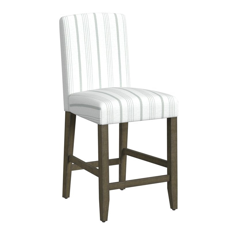 Curved Back Upholstered Counter Stool - Dove Gray Stripe