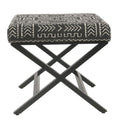 Modern Upholstered Metal Ottoman with Cushion - Black & Cream