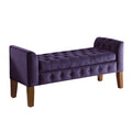 Velvet Tufted Storage Bench - 50" W x 18" D x 23" H - Purple